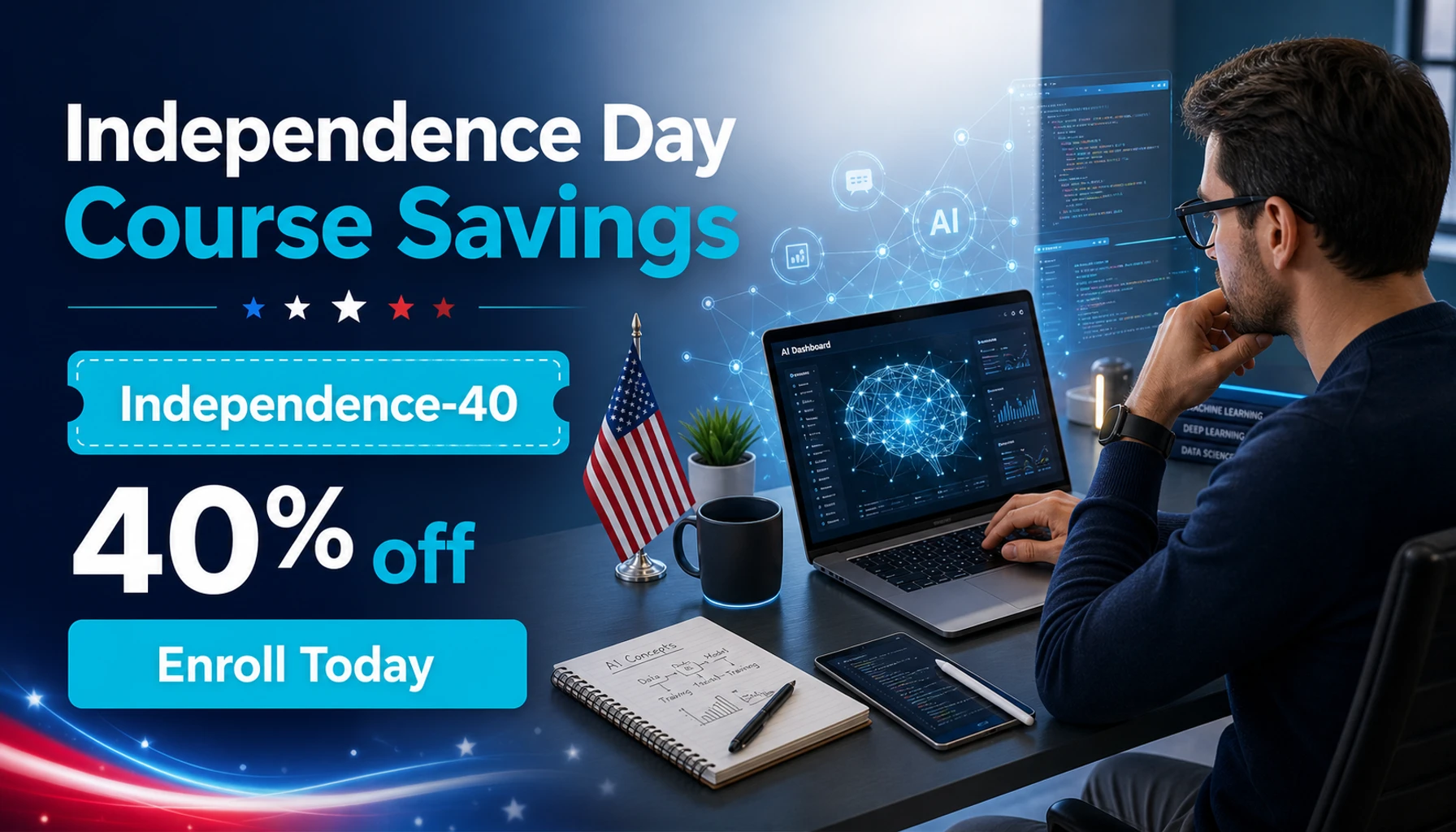 Independence Day campaign creative for Creative Course